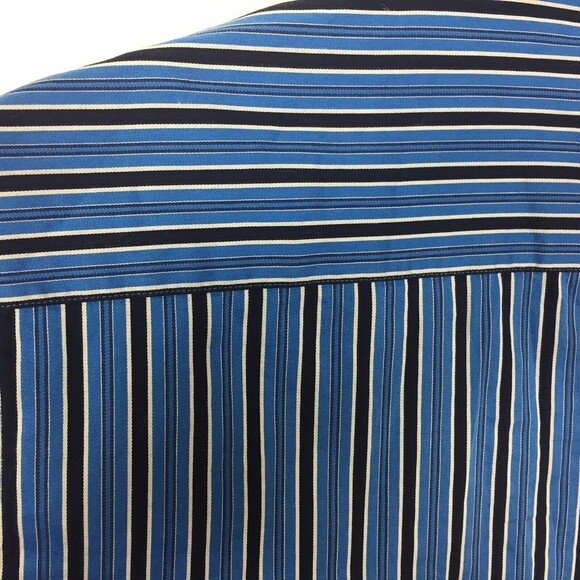 Tallia Dress Shirt Mens Small 14 1/2 Long Sleeve Button Front Blue Black Stripe - Picture 4 of 9